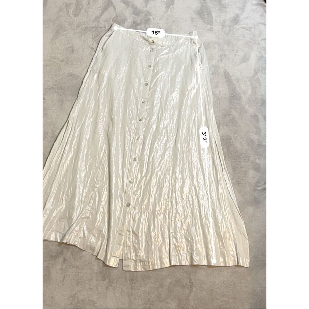 New! Shimmery Sparkly Silver Metallic Skirt MAXI LARGE - Picture 5 of 8